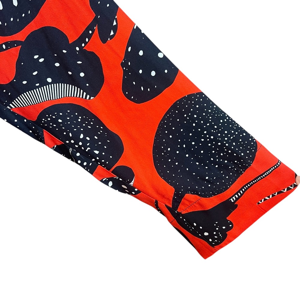 Bitte Kai Rand Red Back Abstract Pattern Midi Dress 3/4 Sleeves Size Medium - Picture 6 of 9